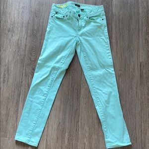 J. Crew Toothpick Mint Green Ankle Skinny Jeans 26
